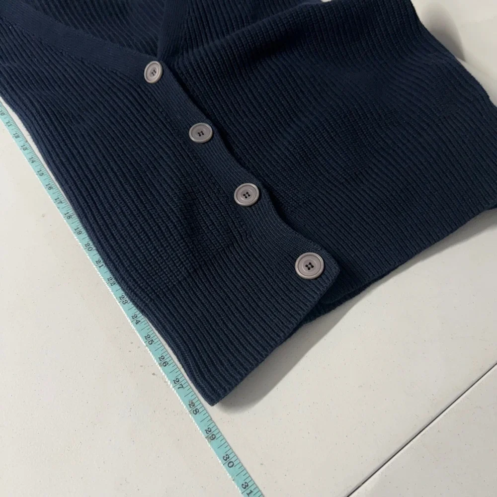 Outerknown Navy Blue Organic Cotton Baby Alpaca Ribbed Cardigan Sweater XS/S